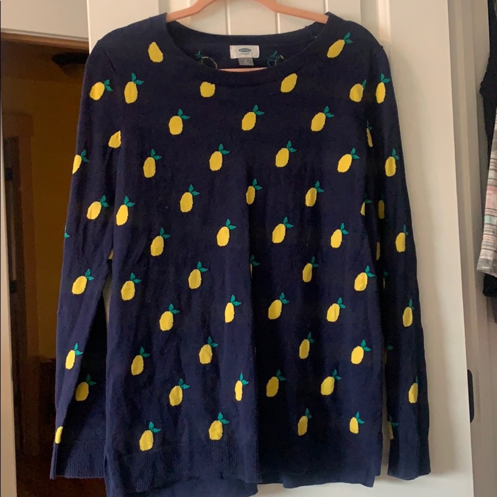 Old Navy navy blue sweater with lemons